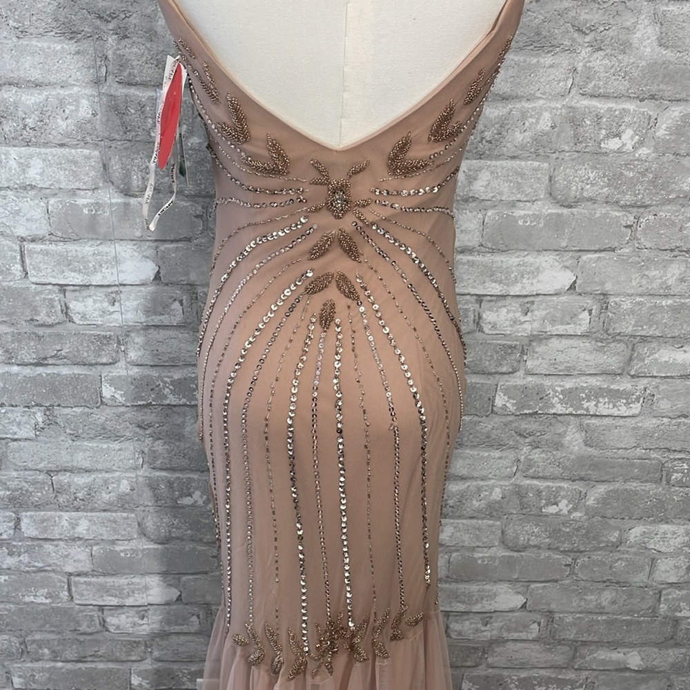 Xscape Blush Beaded Mesh Maxi Dress - Picture 6 of 13